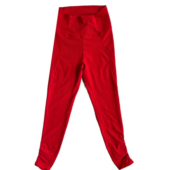 WILO THE LABEL RED HIGH WAISTED RIBBED LEGGINGS SIZE SMALL - Picture 1 of 9